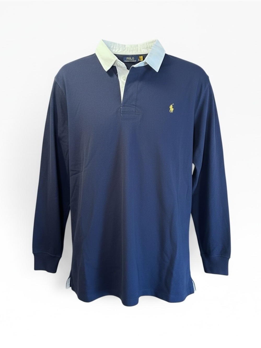 NWTRalph Lauren Iconic Rugby Men’s Shirt Navy Long Sleeve Polo W/ White Collar - Picture 8 of 9